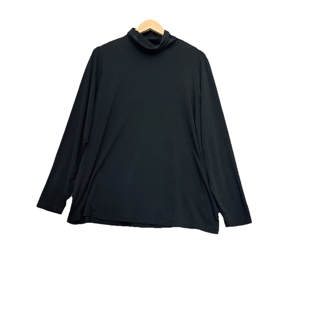 Lands End Women's Turtleneck Top Size 2X Black Layers Casual Minimalist Long Slv
